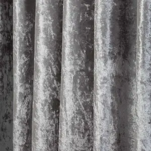 Sienna Crushed Velvet Pair of Pencil Pleat Curtains, Silver - 66" x 72