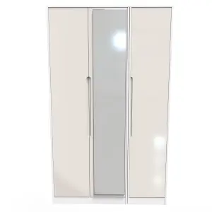 Turin Tall Triple Mirror Wardrobe in Kashmir Gloss & White (Ready Assembled)