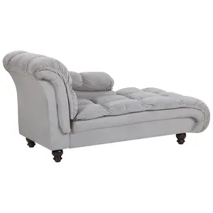 Left Hand Velvet Chaise Lounge Grey LORMONT