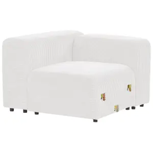 3 Seater Modular Corduroy Sofa with Ottoman White FALSTERBO