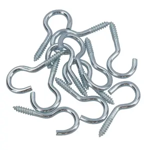 Screw Hook Fasteners Hangers Zinc Coated Finish 12mm Dia 40mm length 12pc