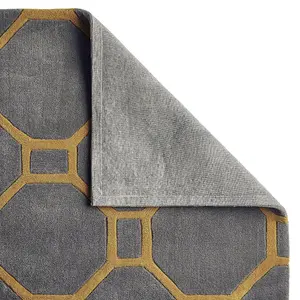 Grey/Yellow Modern Geometric Handmade Easy To Clean Rug For Living Room Bedroom & Dining Room-90cm X 150cm