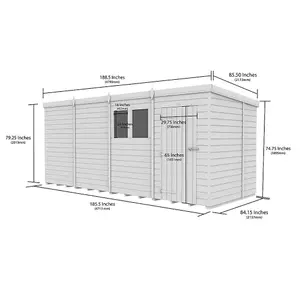 DIY Sheds 16x7 Pent Shed - Double Door Without Windows