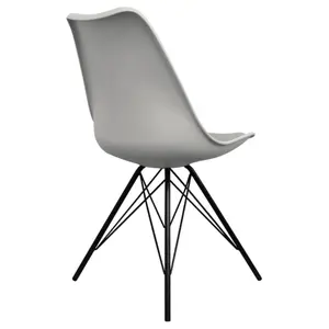 Soho Light Grey Plastic Dining Chair with Black Metal Legs