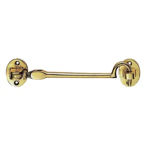 Lightweight Cabin Hook & Eye Polished Brass 102mm Arm Cabinet Hatch Lock