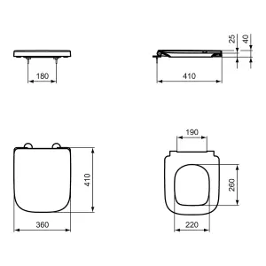 Ideal Standard i.life S White Square Compact Soft close Toilet seat