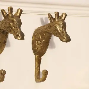 Melody Maison Set of 3 Gold Metal Giraffe Wall Hooks