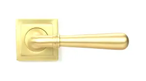 Satin Brass Newbury Lever on Rose Set (Square)