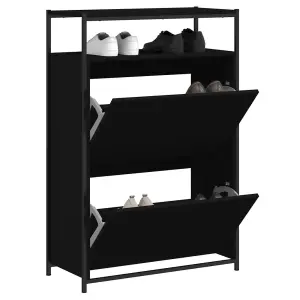 Shoe Cabinet Black 75x34x112 cm Engineered Wood