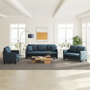 Neche 2 Seater Small Couch, Teddy Velvet Loveseat Sofa for Bedroom - Blue Grey