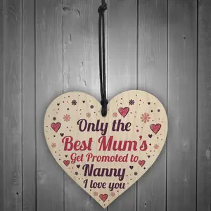 Red Ocean Best Mum Get Promoted To Nanny Wooden Heart Mum Gifts Nanny Gifts New Baby Gift Keepsake Plaque