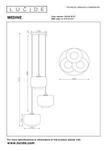 Lucide Medine Modern Cluster Pendant Light 46cm - 3xE27 - Opal