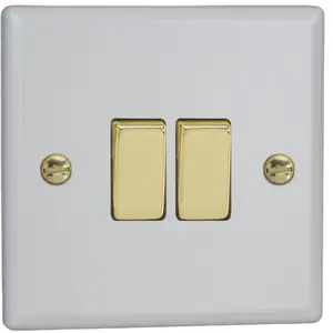 Varilight 2-Gang 10A 1- or 2-Way Rocker Switch Vogue Matt White