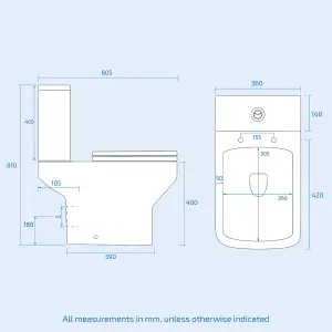 Nes Home 600mm Steel Grey Basin Vanity Unit & Close Coupled Toilet