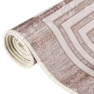 Rug Washable 80x300 cm Beige Anti Slip