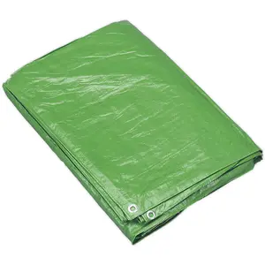 Durable 3.05m x 3.66m Green Tarpaulin - Waterproof and Mould Resistant Cover Sheet