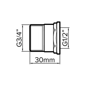 Flomasta Straight Tap connector x ¾" (L)30mm