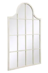 MirrorOutlet - The Arcus - White Metal Framed Arched Garden Wall Mirror 41" X 24" (104 x 62 cm)