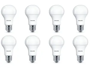 8 x Philips LED Frosted E27 Edison Screw 75w Warm White Light Bulbs Lamp 1055Lm