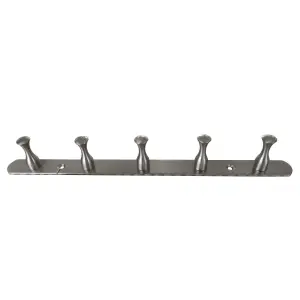 Nickel effect Steel 5 Hook rail, (L)327mm (H)25mm