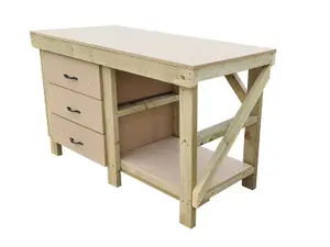 Wooden MDF top tool cabinet workbench with storage shelf (V.7) (H-90cm, D-70cm, L-120cm)