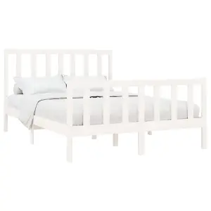 Berkfield Bed Frame White Solid Wood Pine 120x200 cm