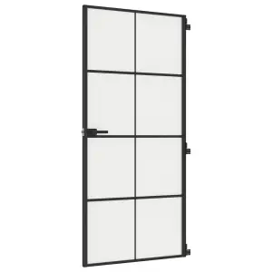 Berkfield Interior Door Slim Black 93x201.5 cm Tempered Glass and Aluminium