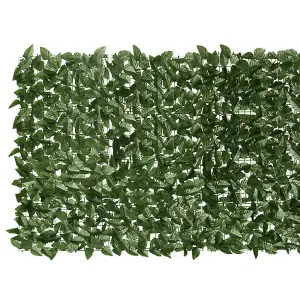 Berkfield Balcony Screen with Dark Green Leaves 300x100 cm