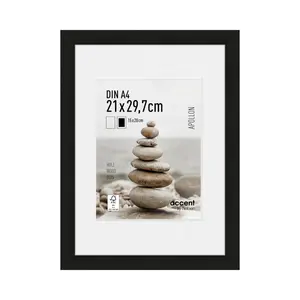 Wood Picture Frame with Mat Black / 29.7cm H x 21cm W x 3cm D