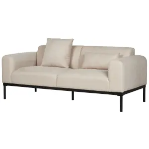 2 Seater Faux Linen Sofa Beige MALMOS