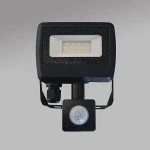 ValueLights LED 10w PIR Motion Sensor IP65 Black Outdoor Garden Flood Wall Light In Cool White