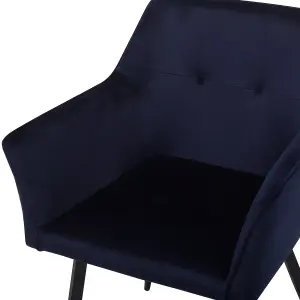 Set of 2 Dining Chairs JASMIN Velvet Dark Blue