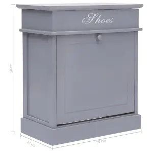 Berkfield Shoe Cabinet Grey 50x28x58 cm Paulownia Wood