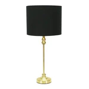 ValueLights Maggie Gold Candlestick Table Lamp with Black and Metallic Gold Lamp Shade