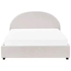 Fabric EU King Size Ottoman Bed Light Beige VAUCLUSE