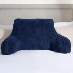 Teddy Fleece Bed Reading Cushion Pillow with Arms Lumbar Support