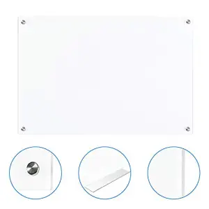 Dry Wipe Frameless Glass White Board 45cm x 60cm Dry Erase Non Magnetic Ultra White