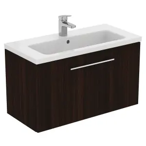 Ideal Standard i.life S Compact Matt Coffee Oak effect Wall-mounted Bathroom Vanity unit (H) 440mm (W) 800mm