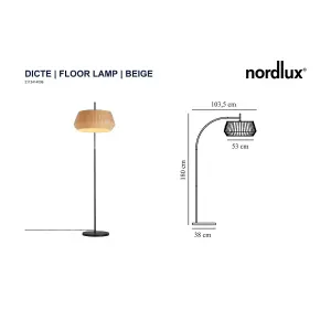 Nordlux Dicte Indoor Living Dining Textile Floor Lamp in Beige (H) 180cm