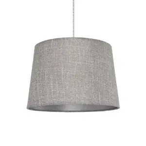 Inlight Petra Dark Grey Woven effect Slubby Light shade (D)30cm