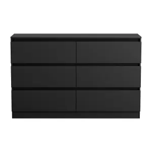 SunDaze Chest of Drawers Storage Bedroom Furniture Cabinet 6 Drawer Black 120x30x77cm