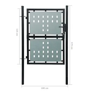 Berkfield Black Single Door Fence Gate 100 x 175 cm