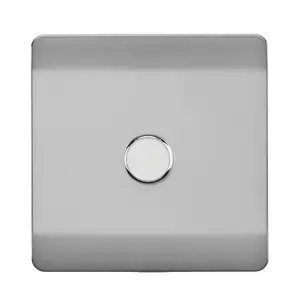 Trendi Switch 1 Gang 1 or 2 way 150w Rotary LED Dimmer Light Switch in Brushed Steel