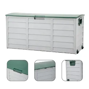 112cm W Waterproof Lockable Outdoor Garden Storage Box with Lockable Lid, Light Grey