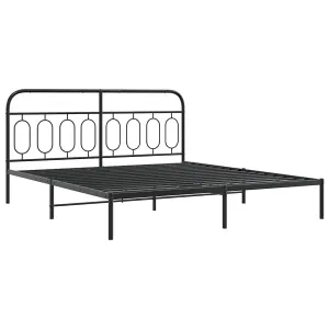 Berkfield Metal Bed Frame without Mattress with Headboard Black 193x203cm