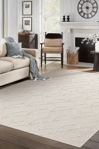 Carpet JERSEY 19231 cream - Geometric structural, loop BOHO  200x290 cm