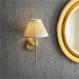 2 PACK Indoor Antique Brass Plate Wall Light - Ivory Silk Shade - Dimmable 6W LED E14