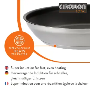 Circulon Total Silver Round Stainless Steel Induction Suitable Non-Stick Frying Pan 25cm