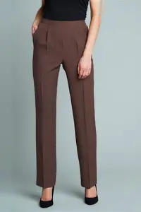 Bonmarche Brown Straight Leg Pull-On Elasticated Trousers, Size: 26