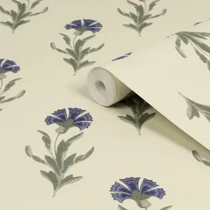 Laura Ashley Midnight Palace Dandelion Dusky Seaspray Blue Smooth Wallpaper